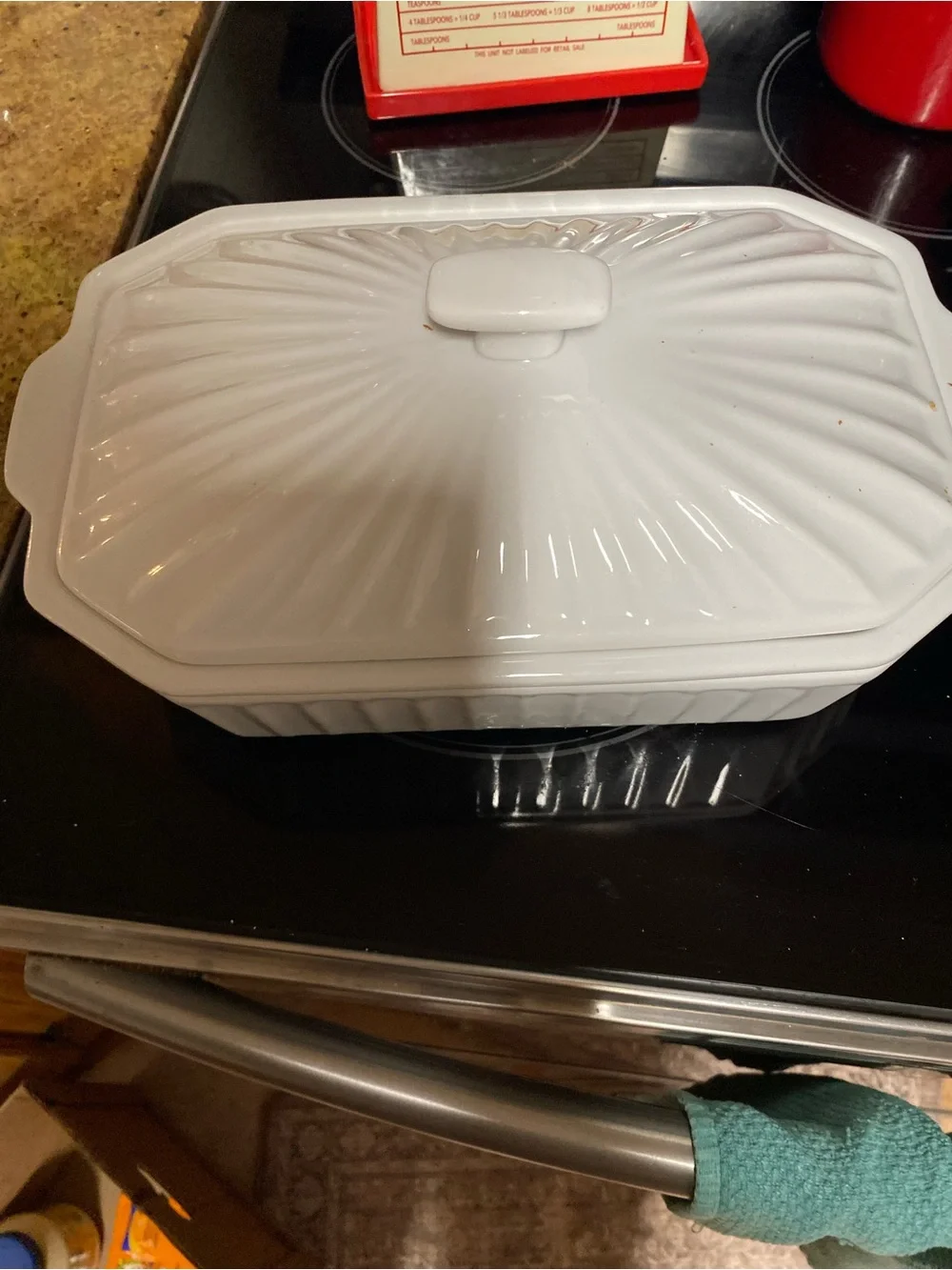 White Ceramic Covered Casserole Dish - Classic Kitchen Bakeware